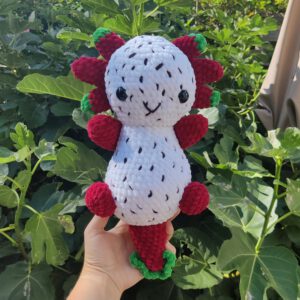 Dragonfruit axolotl plushie